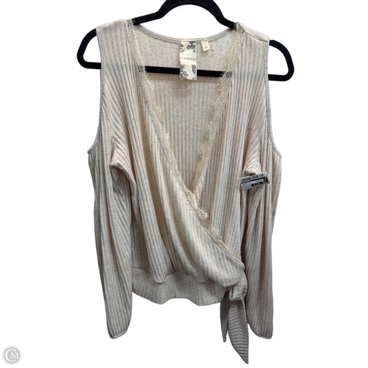 Top Long Sleeve By Blu Pepper In Cream, Size: S