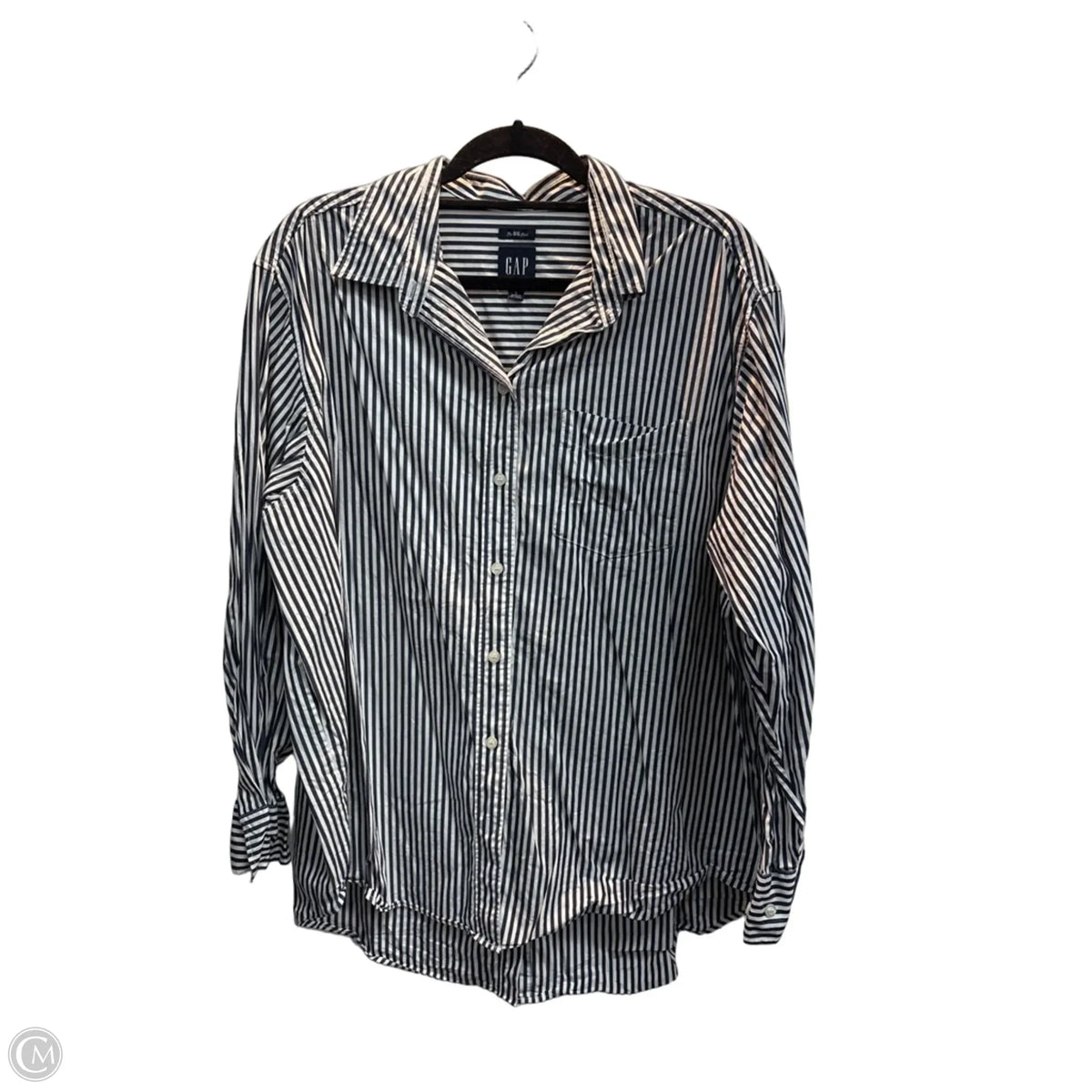 Blouse Long Sleeve By Gap In Striped Pattern, Size: L