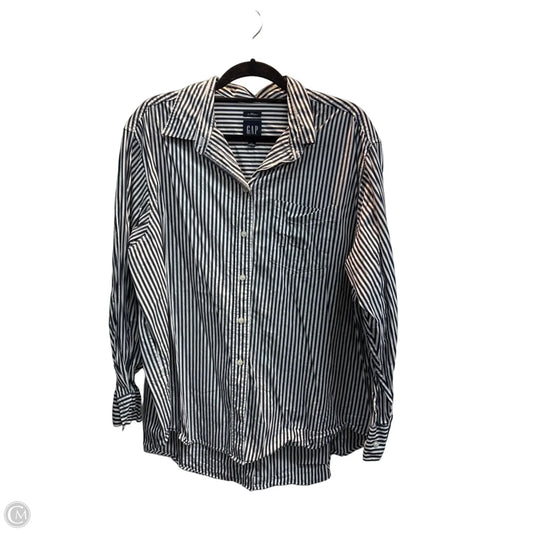 Blouse Long Sleeve By Gap In Striped Pattern, Size: L