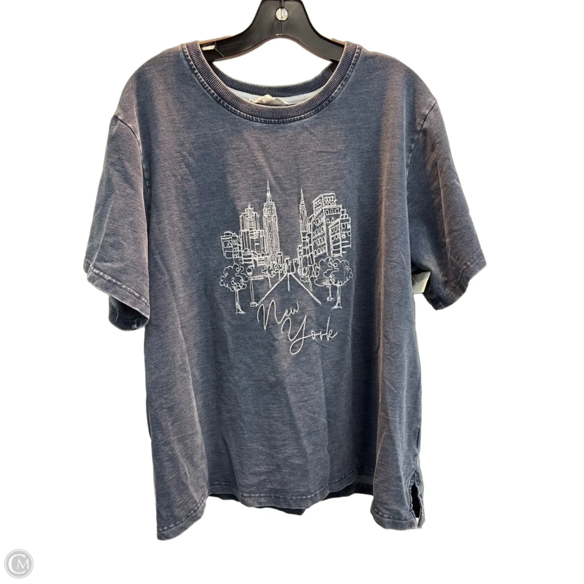 Top Short Sleeve Basic By Jane And Delancey In Blue, Size: 1x