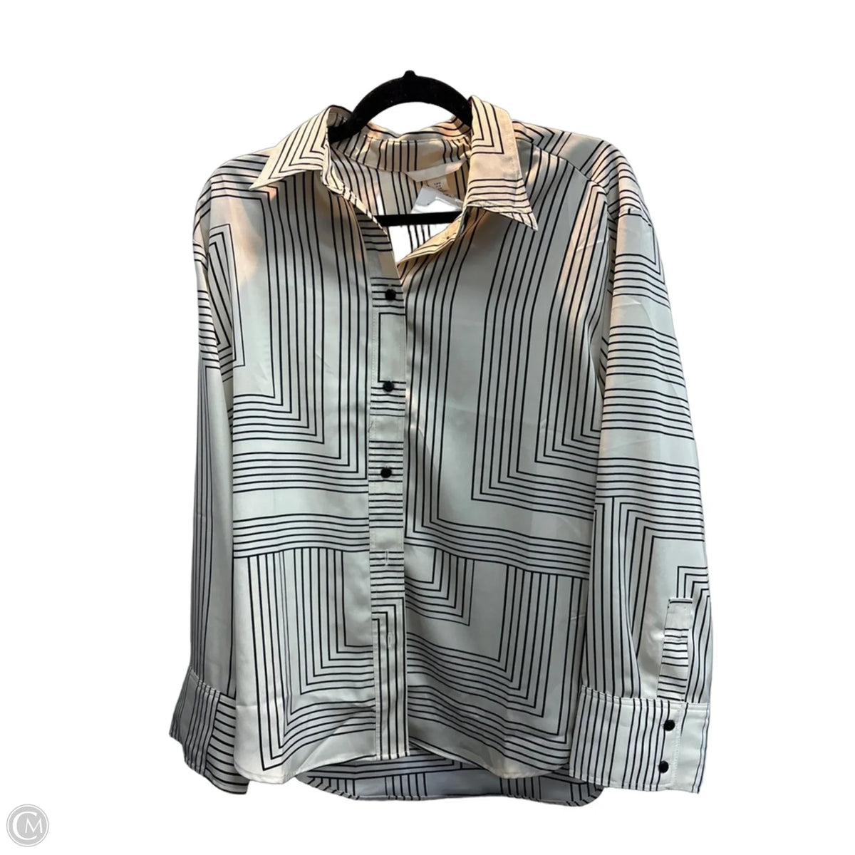 Blouse Long Sleeve By H&m In Geometric Pattern, Size: M