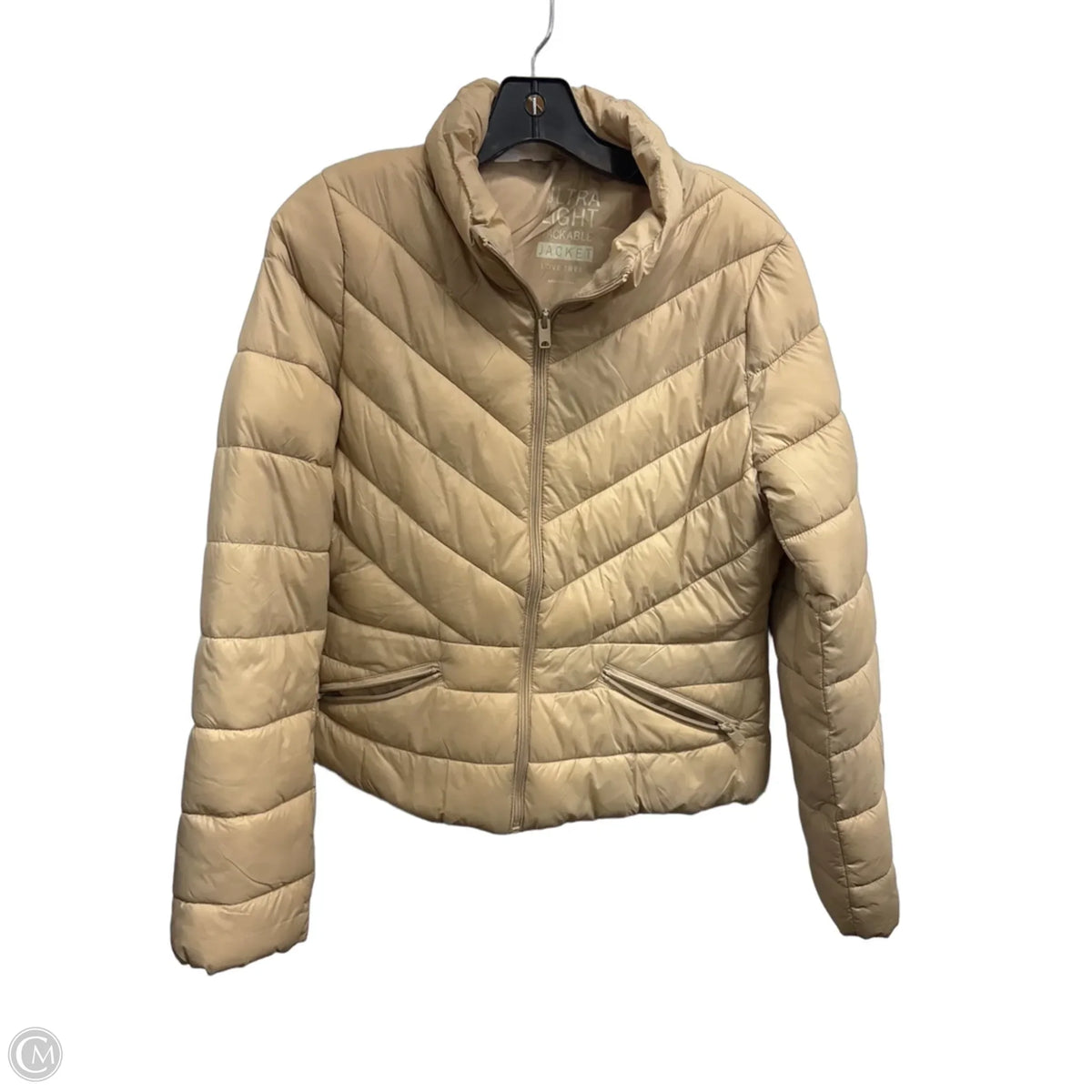 Jacket Puffer & Quilted By Love Tree In Tan, Size: L
