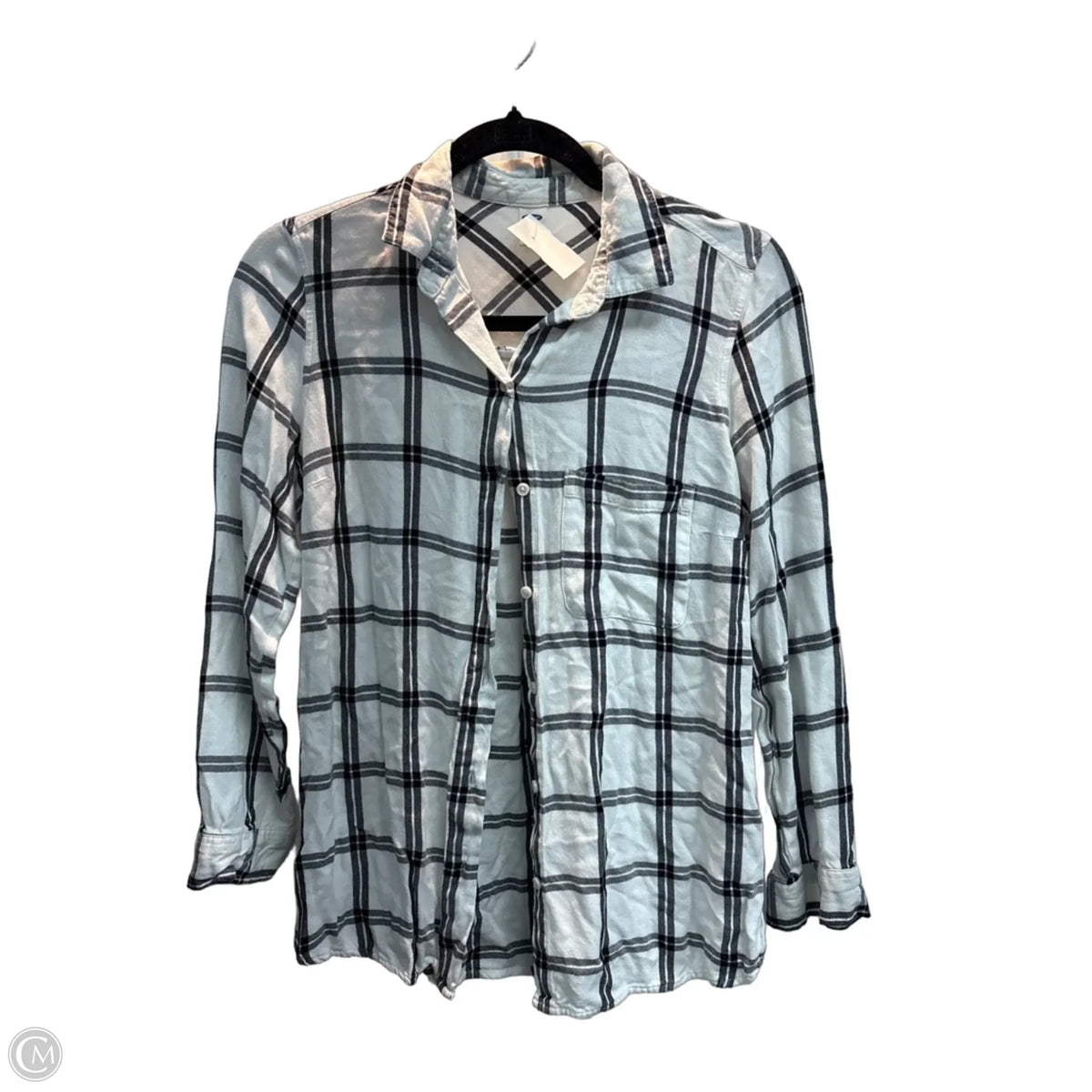 Top Long Sleeve By Old Navy In Checkered Pattern, Size: M