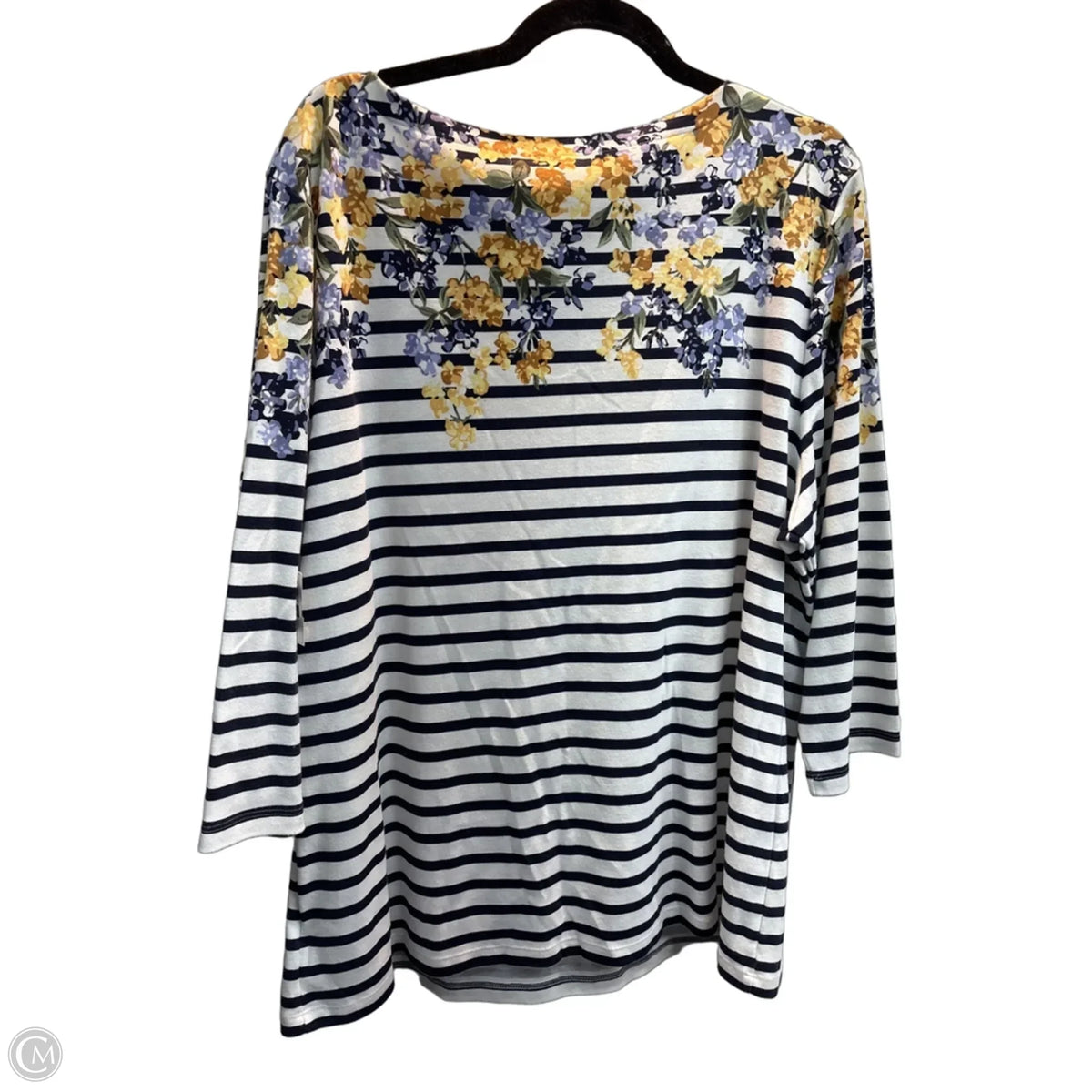 Top 3/4 Sleeve Basic By Karen Scott In Striped Pattern, Size: 3x