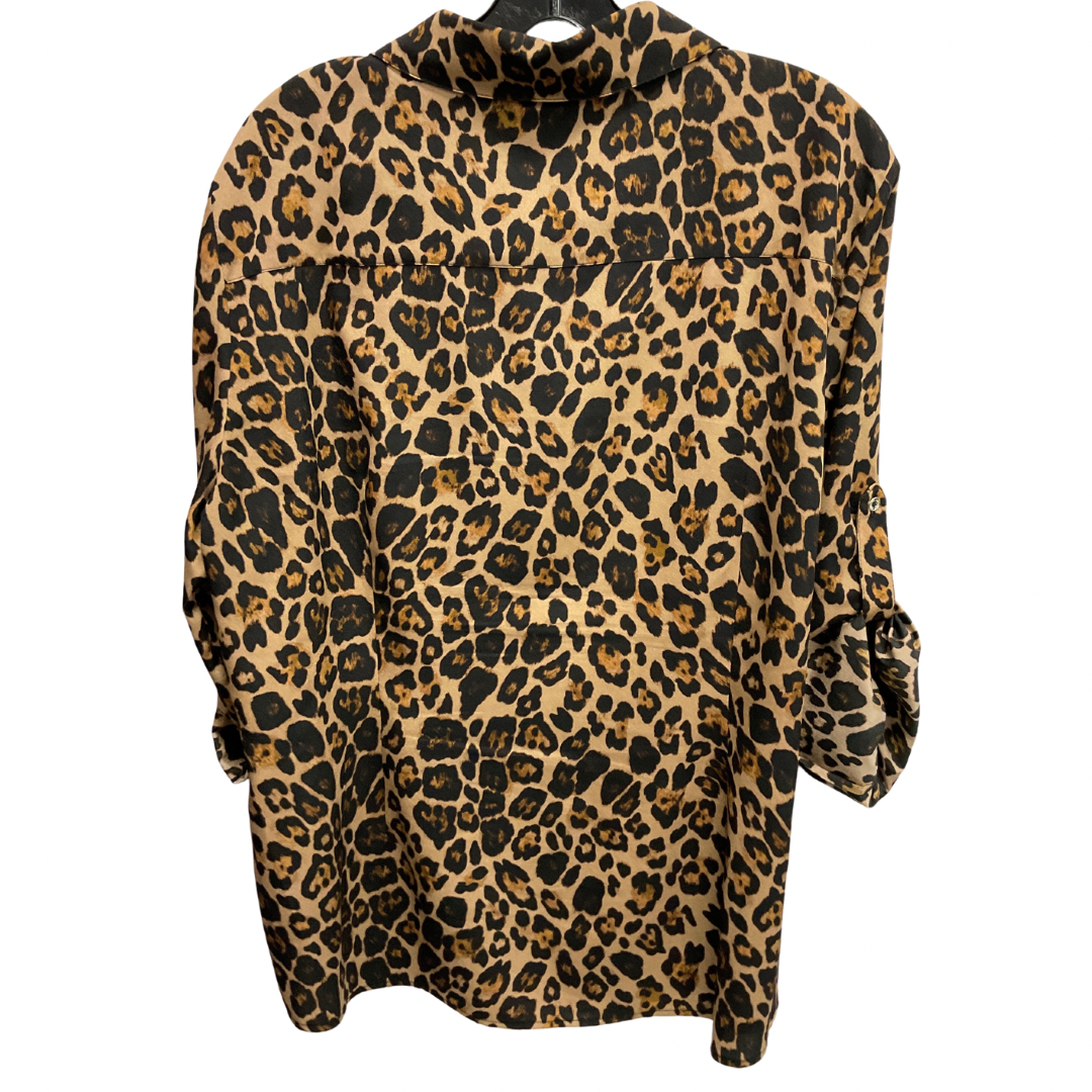 Top Long Sleeve By Karl Lagerfeld In Leopard Print, Size: Xl