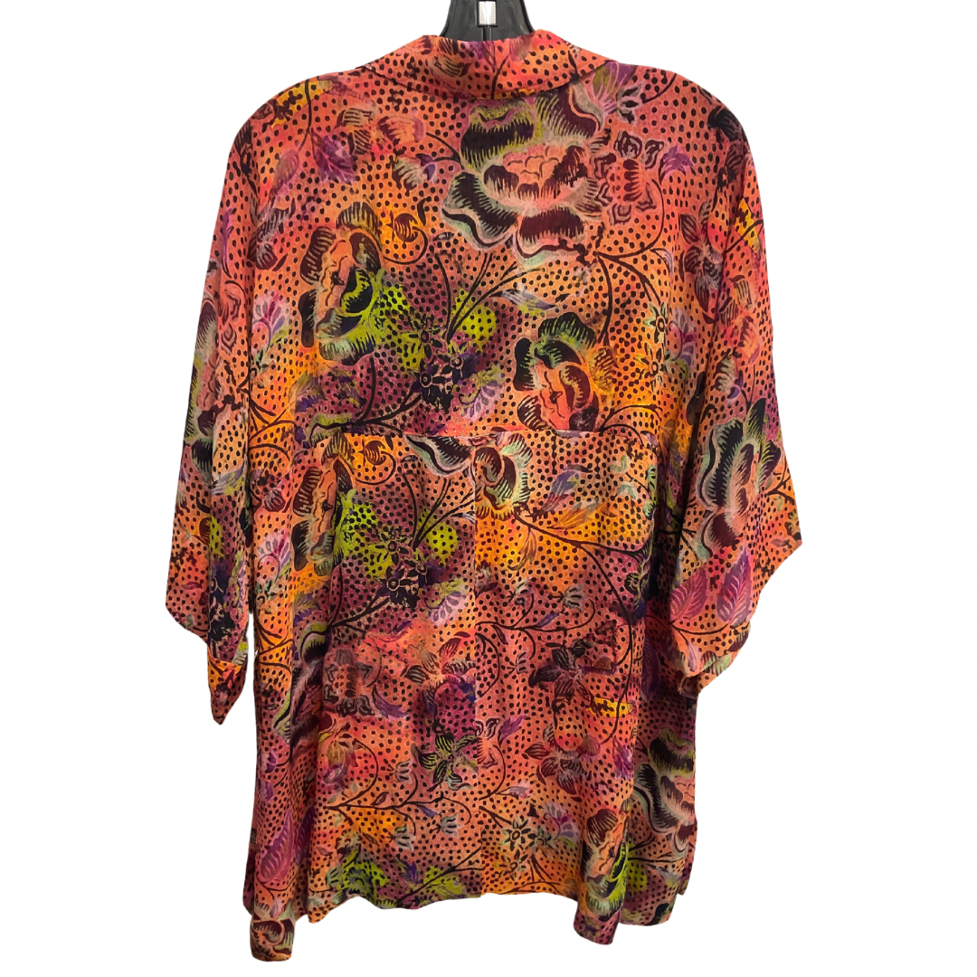 Top Short Sleeve By Peruvian Connection In Multi-colored, Size: L