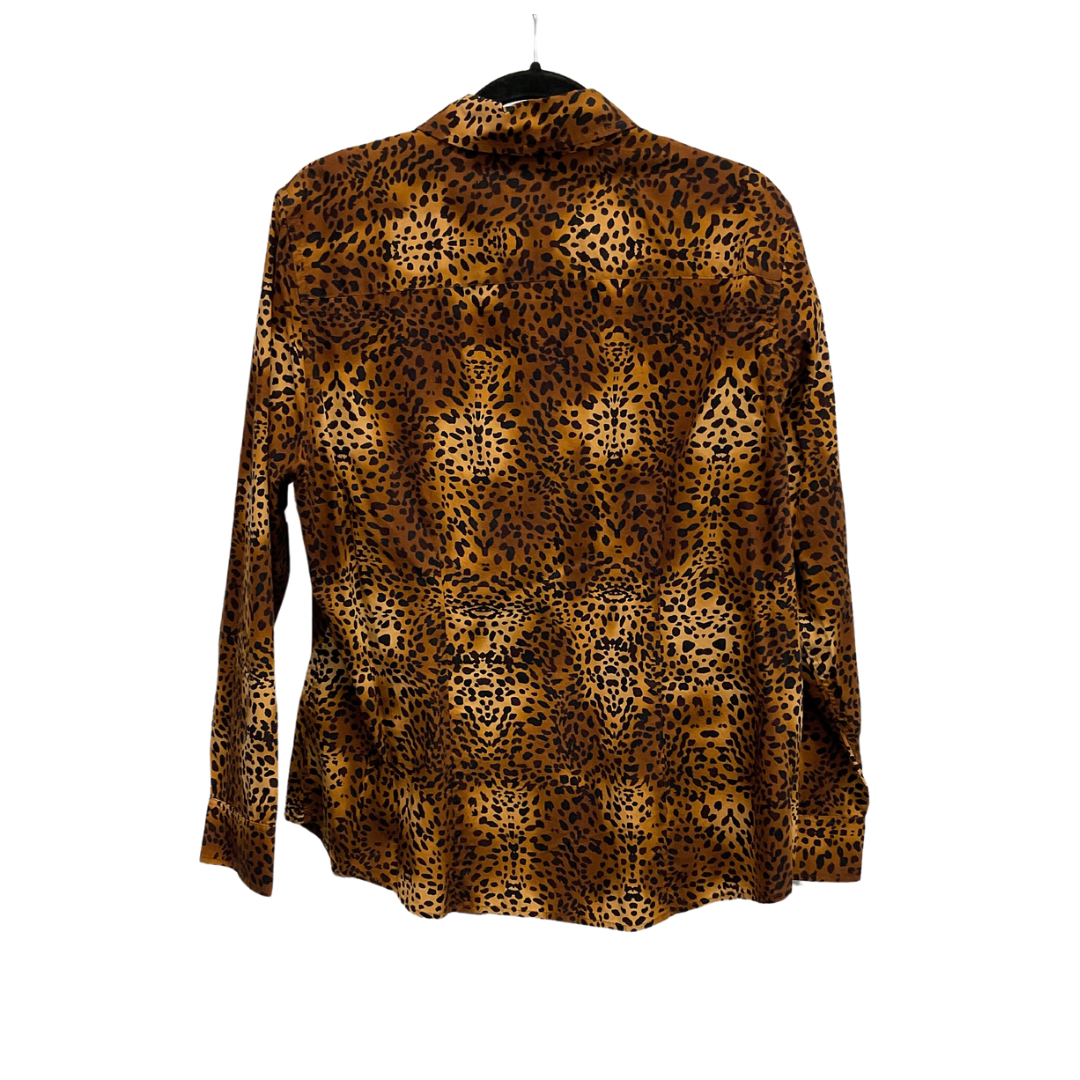 Top Long Sleeve By Jones New York In Leopard Print, Size: 1x