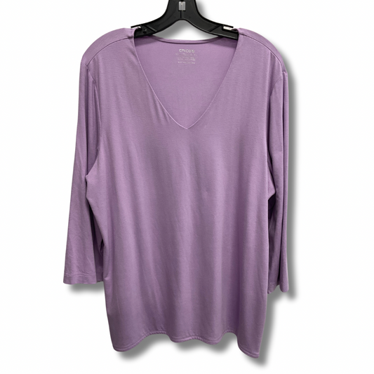 Top 3/4 Sleeve Basic By Chicos In Purple, Size: Xl