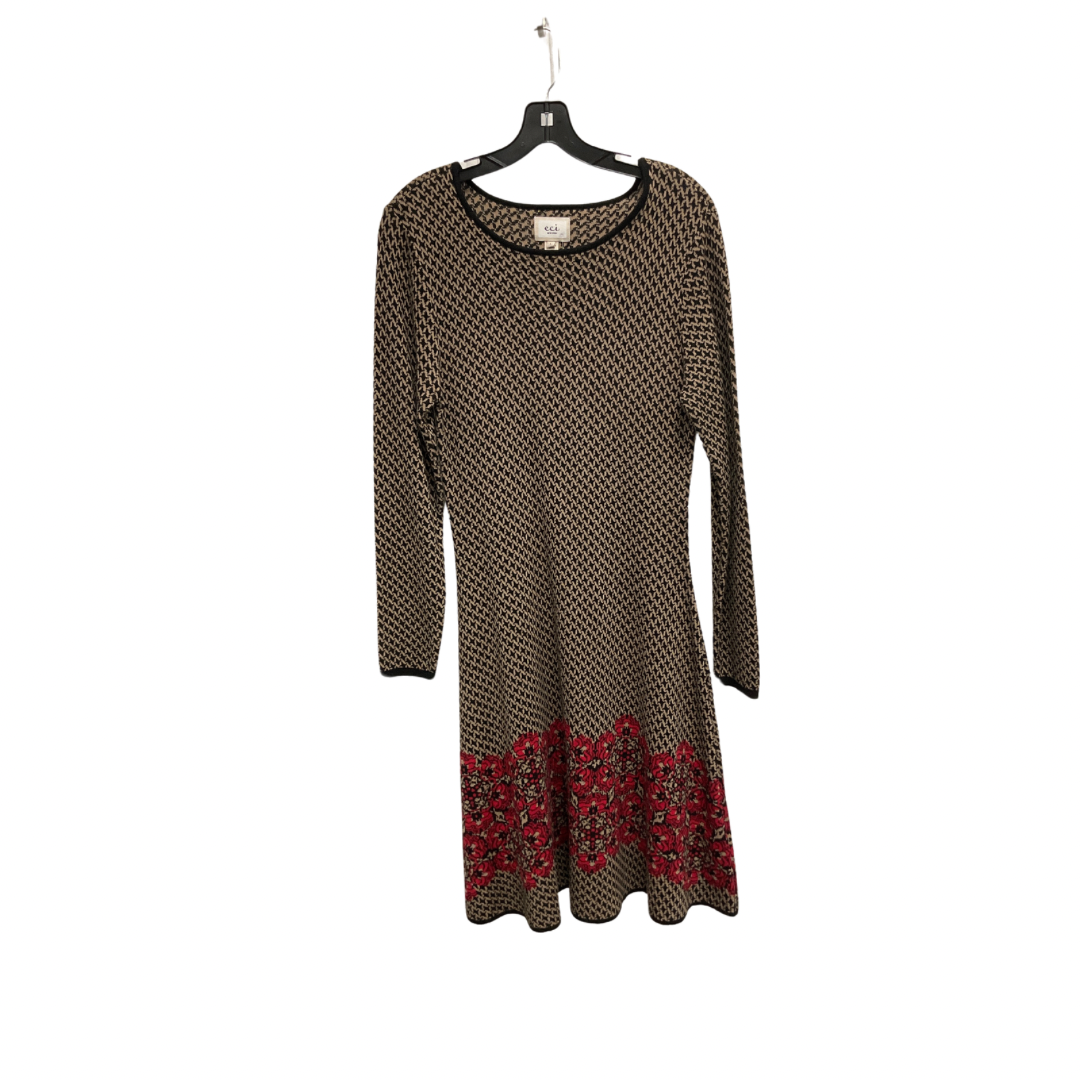 Dress Sweater By Eci In Black & Tan, Size: L