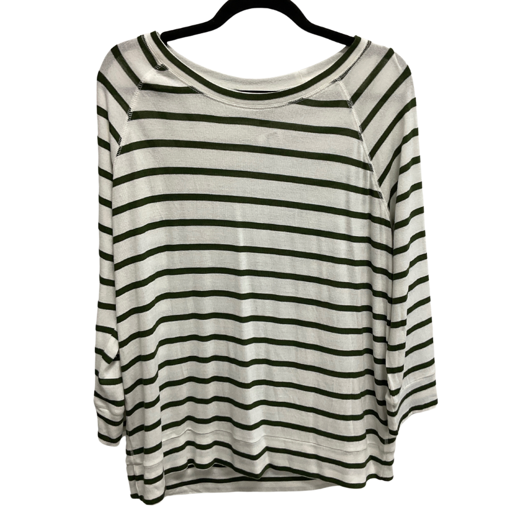 Top 3/4 Sleeve Basic By Hawthorn In Green & White, Size: Xl