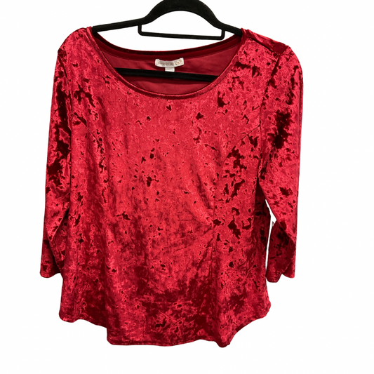 Top 3/4 Sleeve By Westport In Red, Size: L