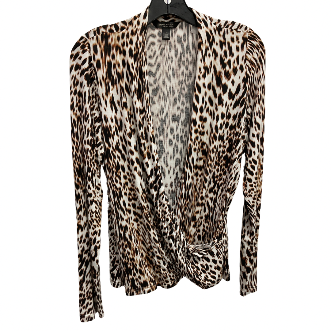 Top Long Sleeve By Banana Republic In Leopard Print, Size: L