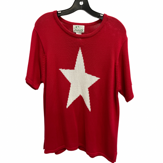 Sweater Short Sleeve By Quaker Factory In Red, Size: L