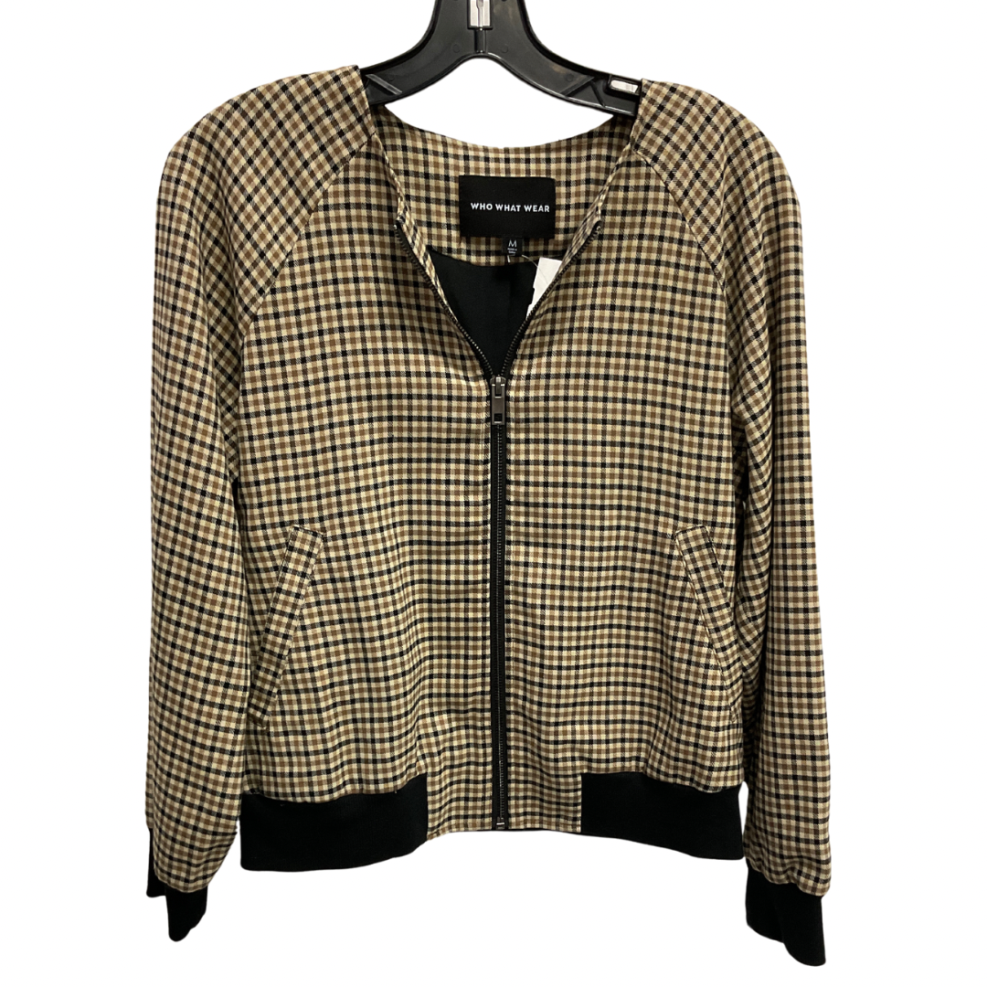 Jacket Moto By Who What Wear In Checkered Pattern, Size: M