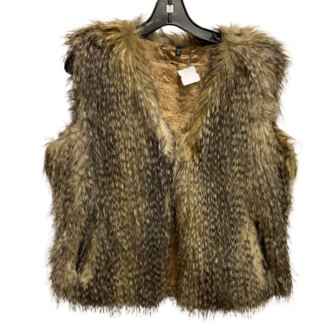 Vest Faux Fur & Sherpa By Express In Animal Print, Size: L