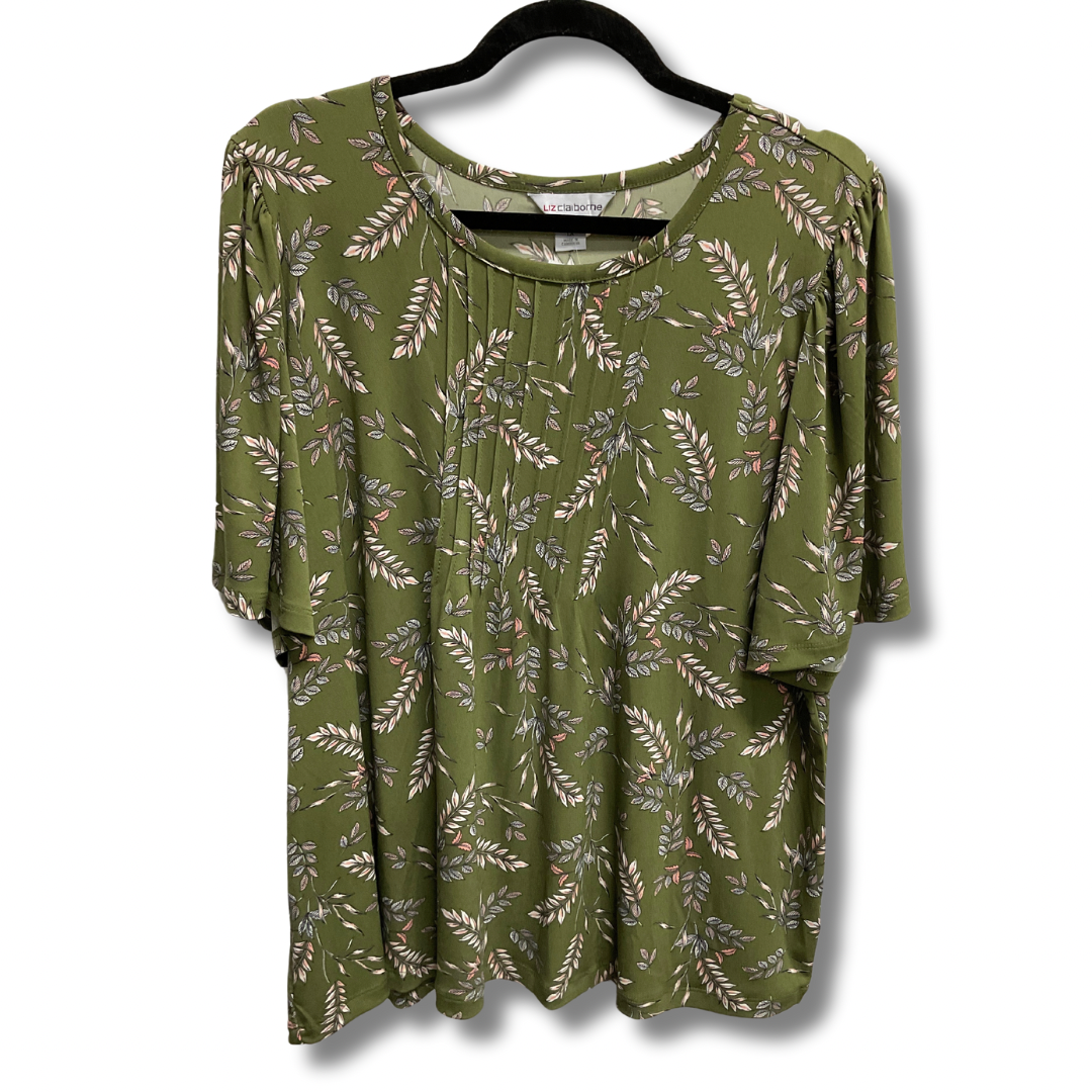 Top Short Sleeve Basic By Liz Claiborne In Green, Size: 1x