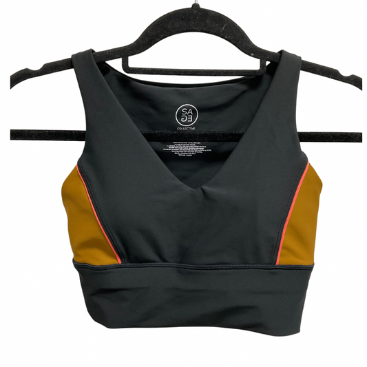 Athletic Bra By Sage In Black & Gold, Size: Xs