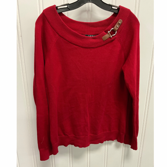 Sweater By Lauren By Ralph Lauren In Red, Size: L