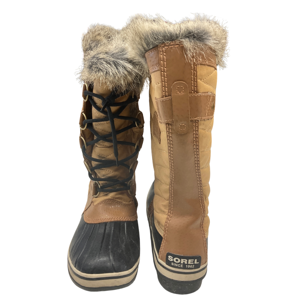 Boots Snow By Sorel In Black & Tan, Size: 10.5