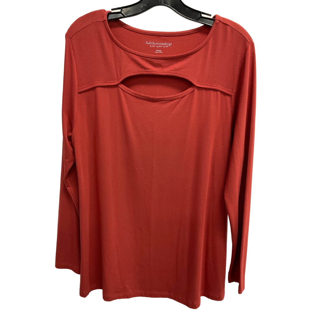 Top 3/4 Sleeve Basic By Soft Surroundings In Orange, Size: Xl