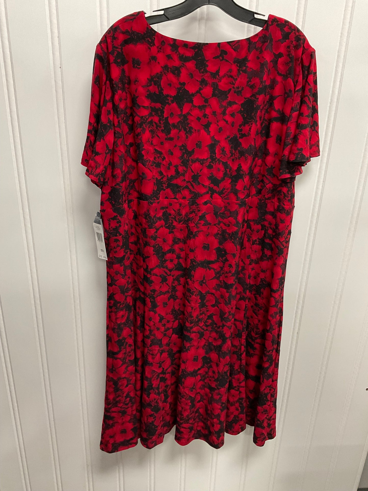 Dress Casual Midi By Chaps In Black & Red, Size: 2x