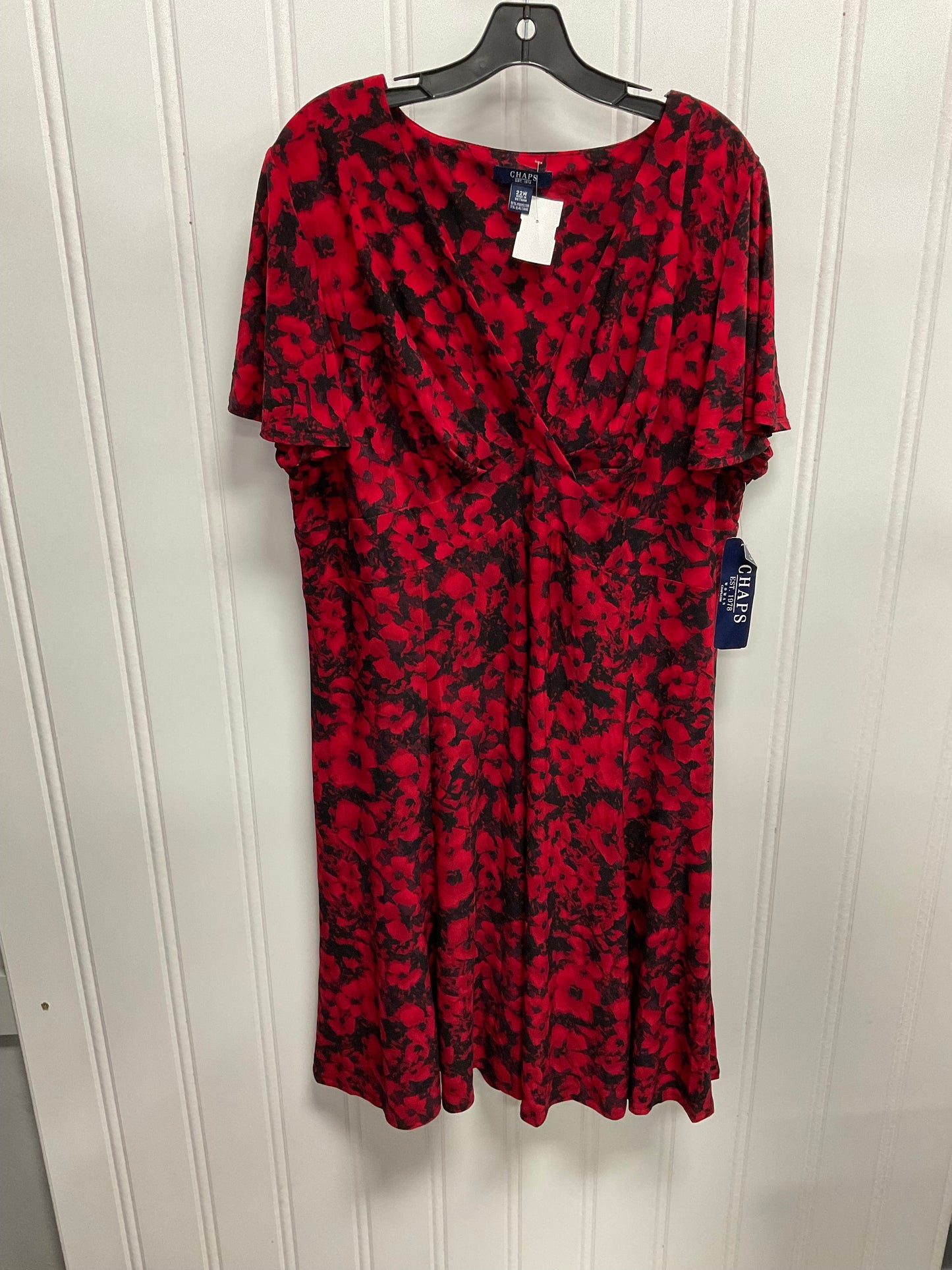 Dress Casual Midi By Chaps In Black & Red, Size: 2x