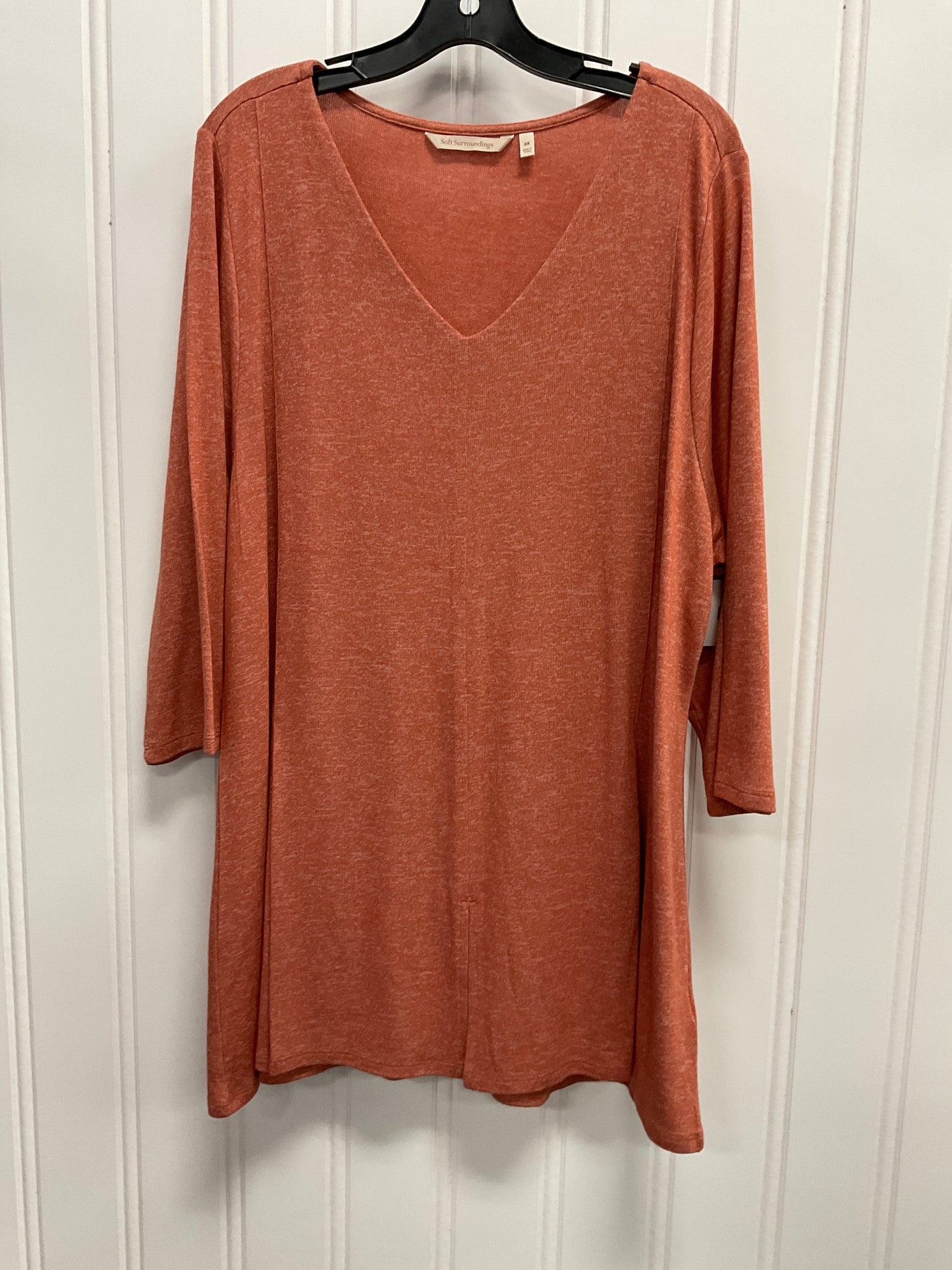 Tunic 3/4 Sleeve By Soft Surroundings In Orange, Size: 2x