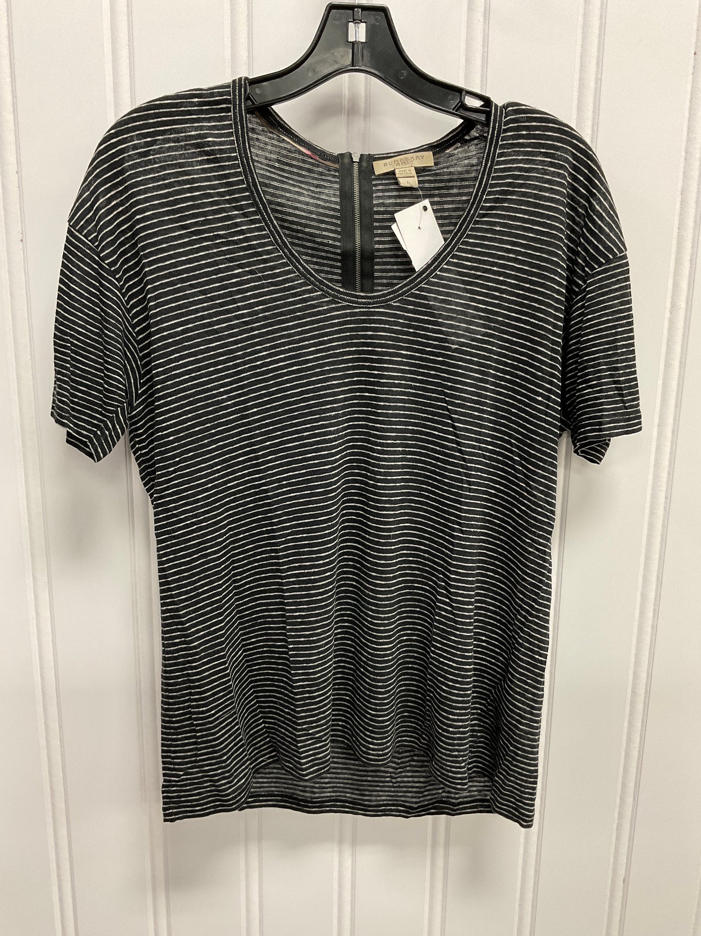 Top Short Sleeve Luxury Designer By Burberry In Striped Pattern, Size: M