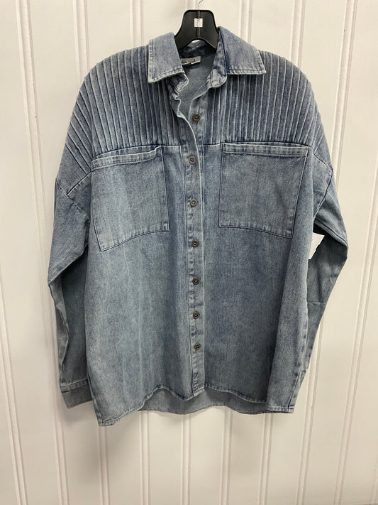 Top Long Sleeve By White Birch In Blue Denim, Size: L