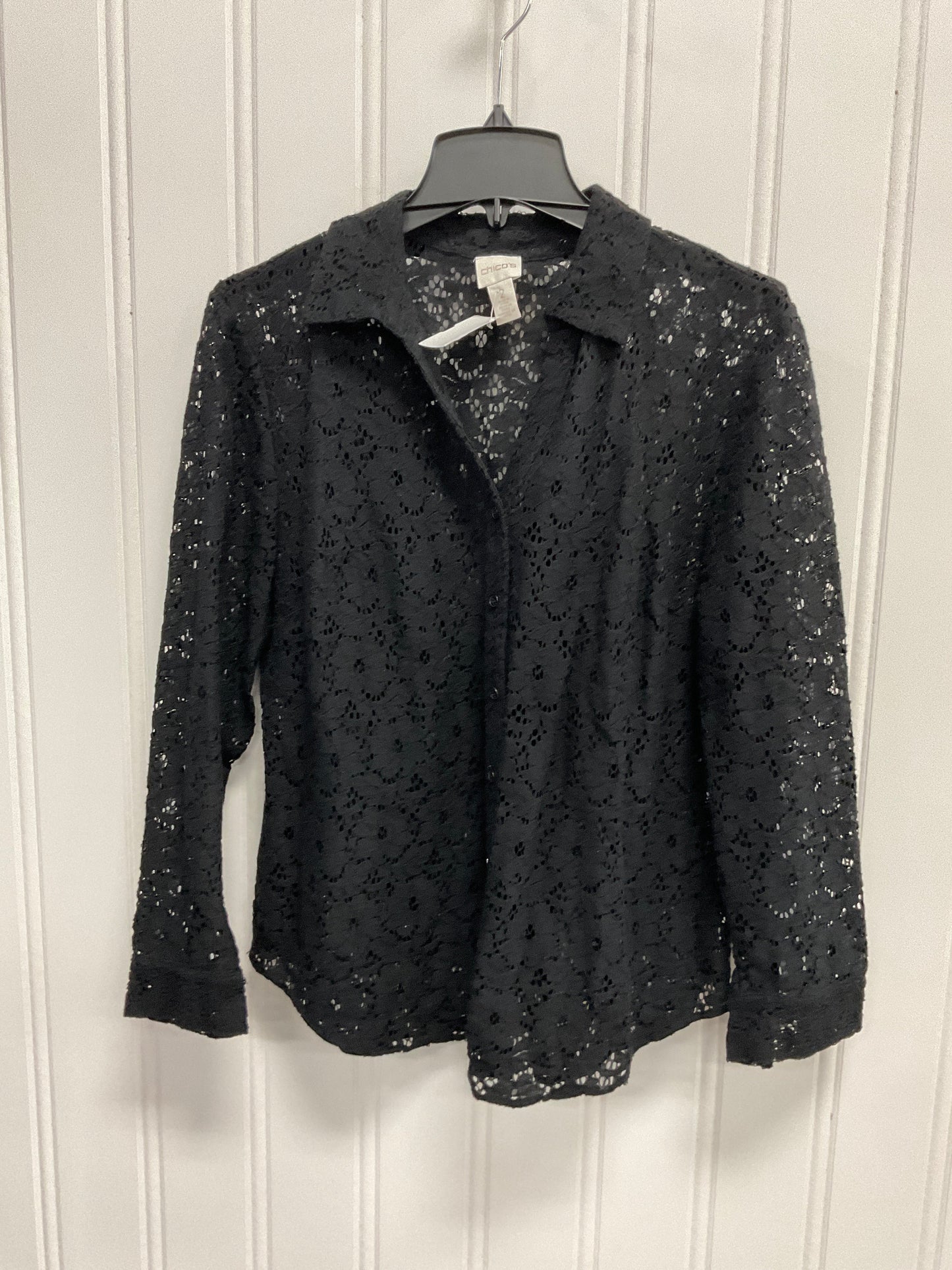 Blouse Long Sleeve By Chicos In Black, Size: L