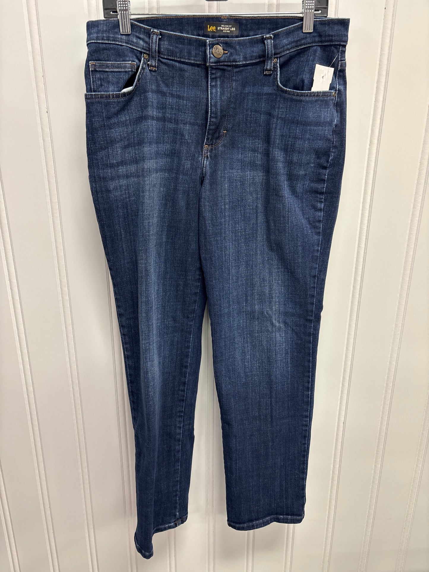 Jeans Straight By Lee In Blue Denim, Size: 12