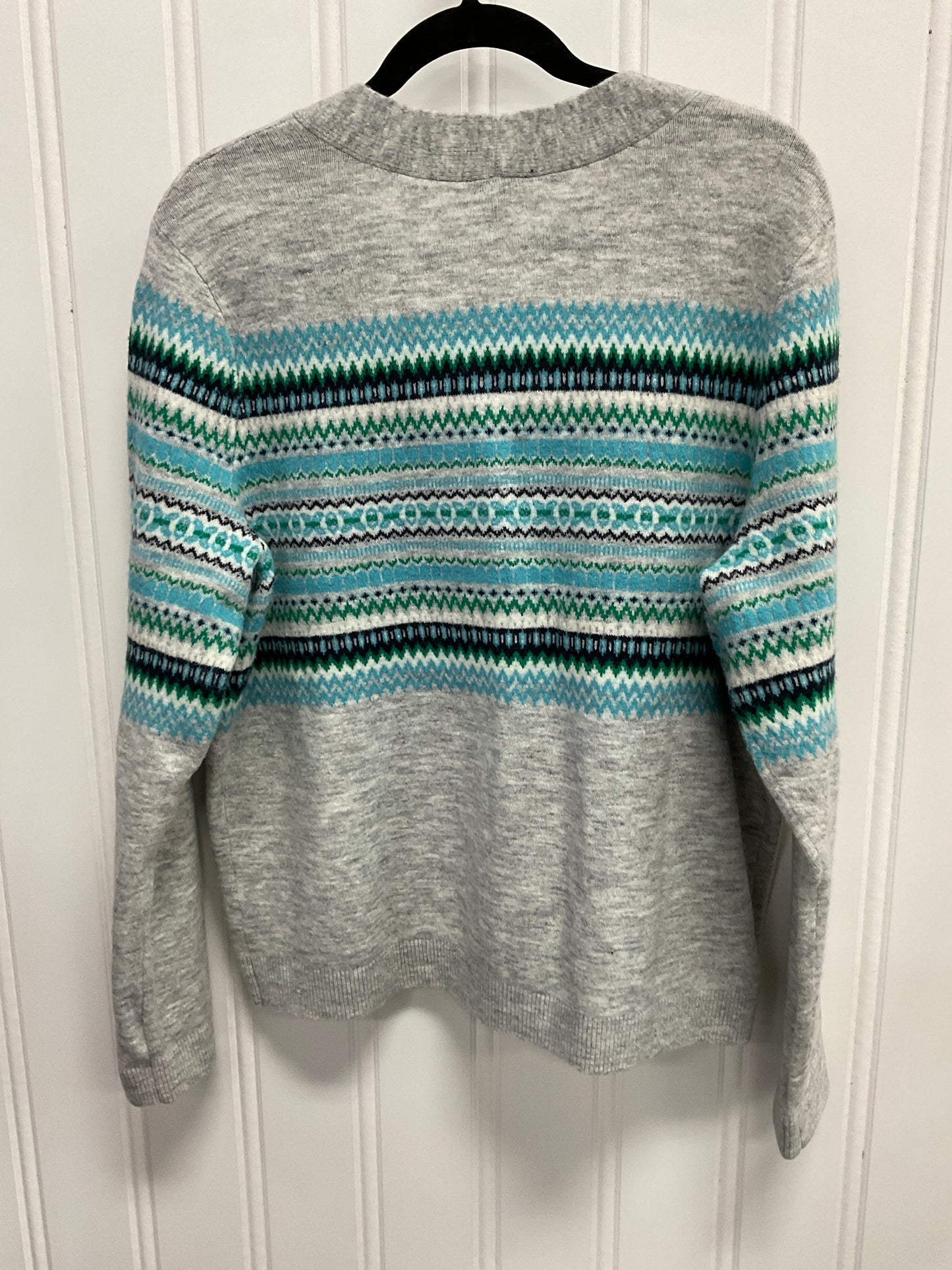 Sweater Cardigan By Talbots In Blue & Grey, Size: L