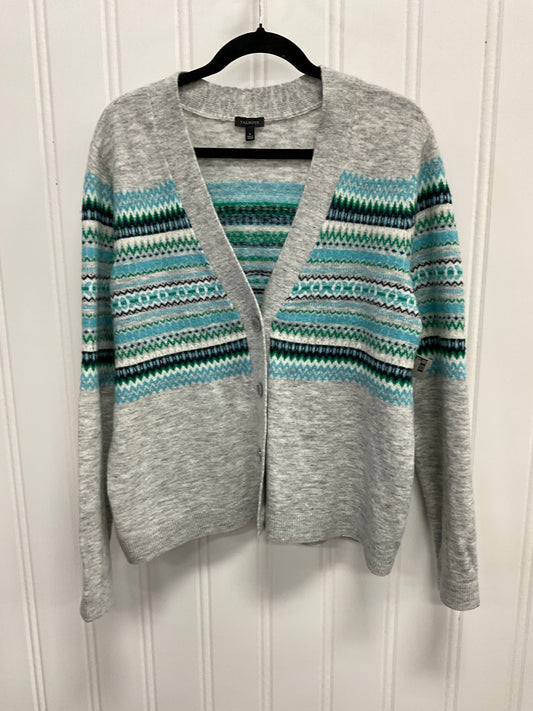 Sweater Cardigan By Talbots In Blue & Grey, Size: L