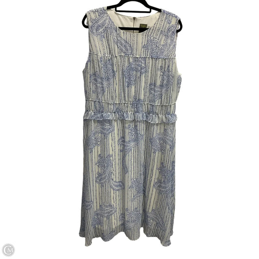 Dress Casual Maxi By Taylor In Blue & White, Size: 1x