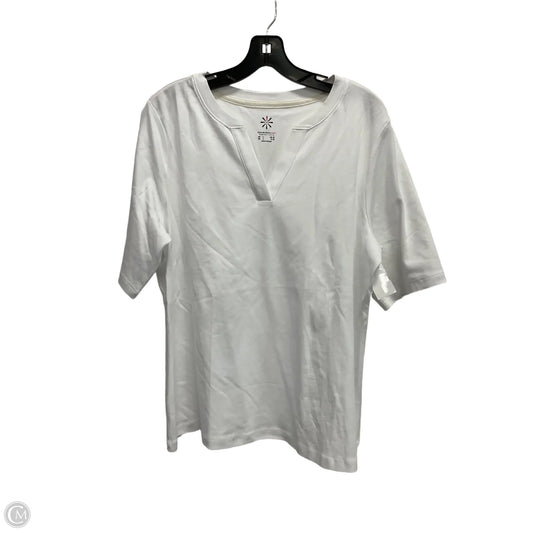 Top Short Sleeve Basic By Isaac Mizrahi Live Qvc In White, Size: L