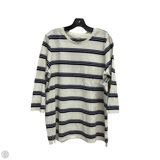 Top 3/4 Sleeve Basic By Lands End In Striped Pattern, Size: L