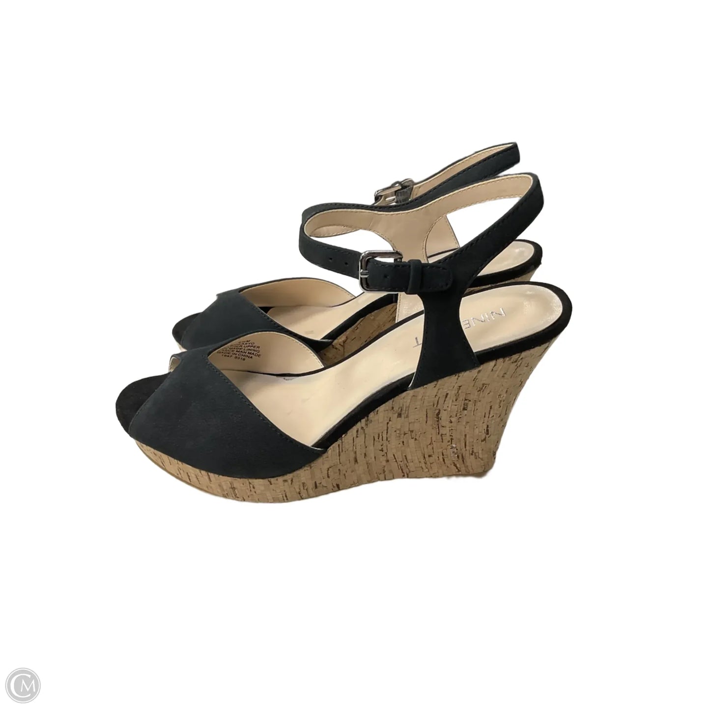 Sandals Heels Block By Nine West In Black, Size: 6.5