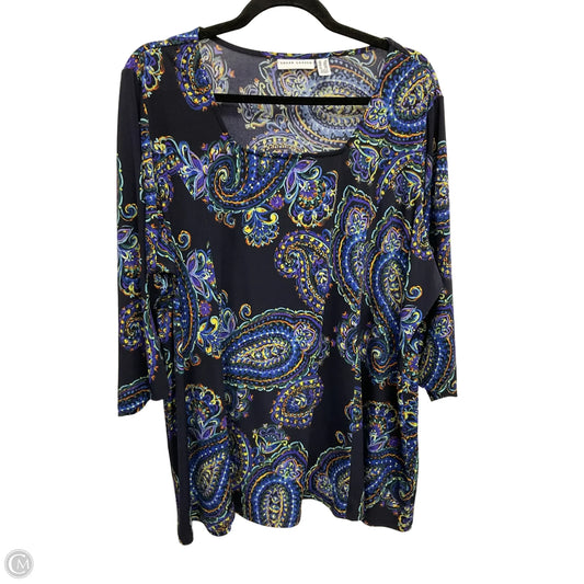 Top 3/4 Sleeve By Susan Graver In Blue, Size: 2x