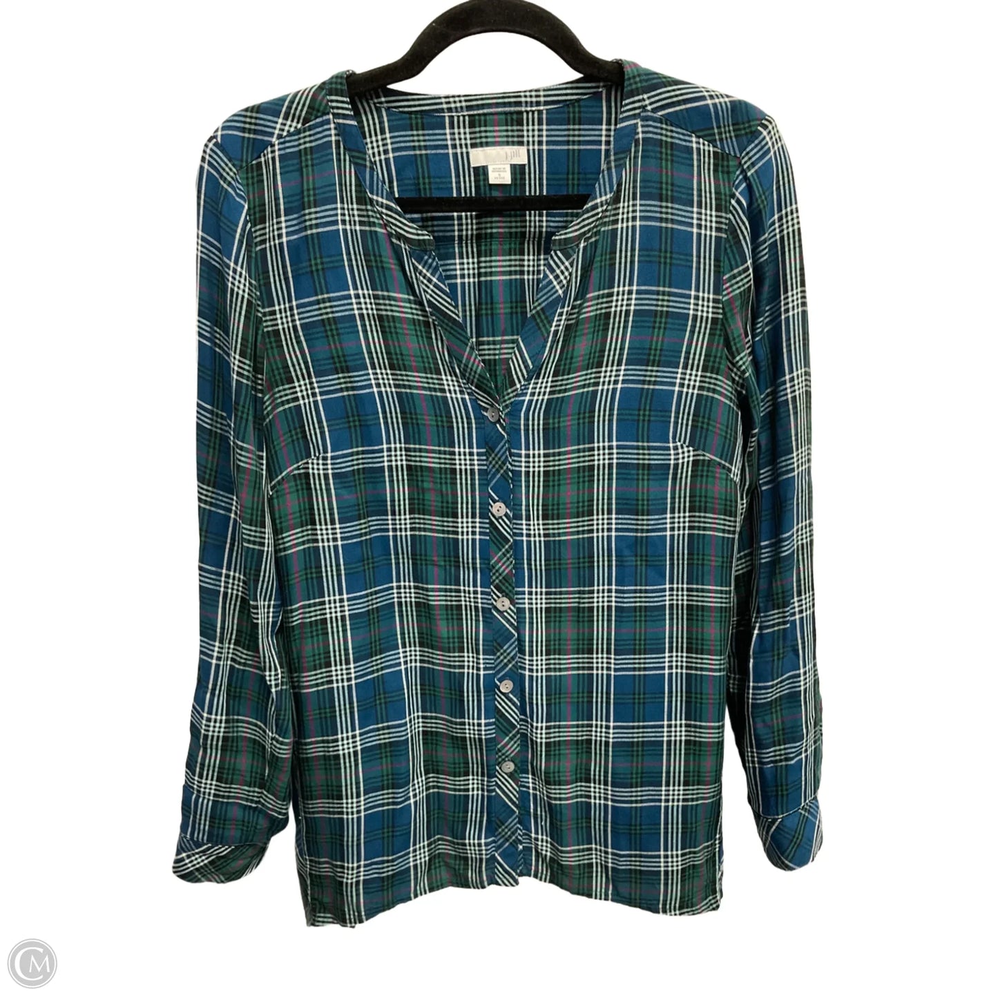 Blouse Long Sleeve By J. Jill In Plaid Pattern, Size: Sp