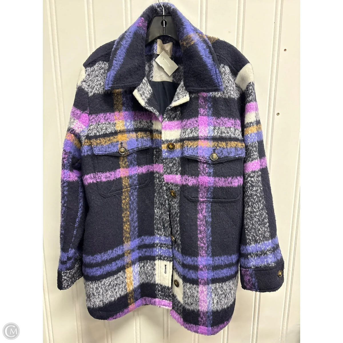 Jacket Shirt By Loft In Purple, Size: L