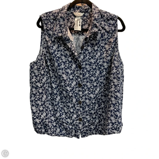 Top Sleeveless By Cj Banks In Blue & White, Size: 3x