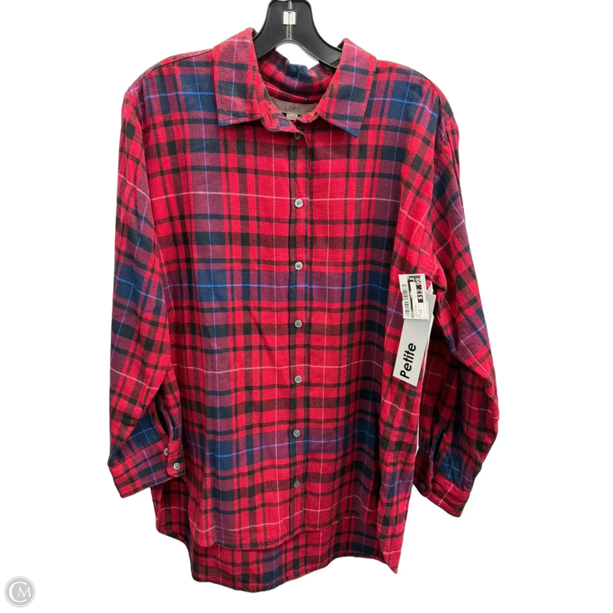 Top Long Sleeve By Loft In Blue & Red, Size: Lp