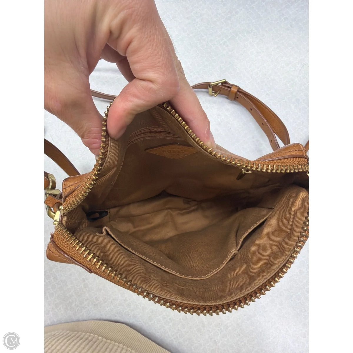 Crossbody Leather By Fossil, Size: Small