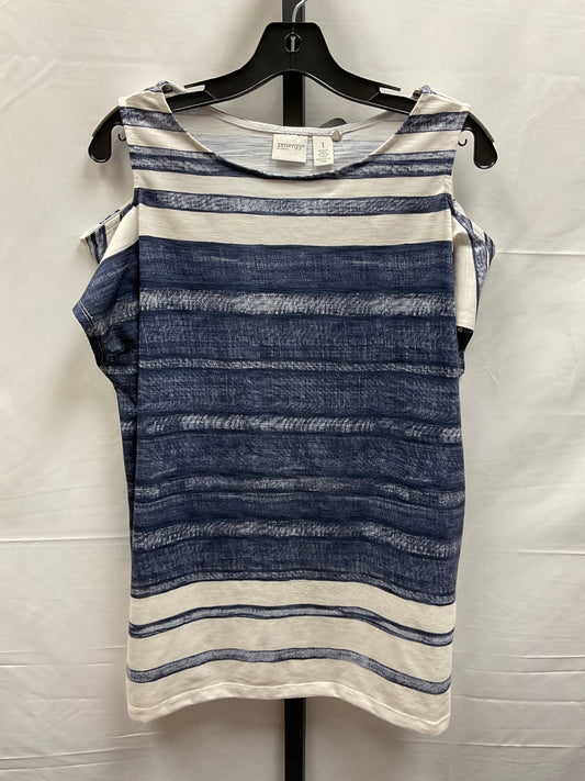 Blue & White Top Short Sleeve Zenergy By Chicos, Size M