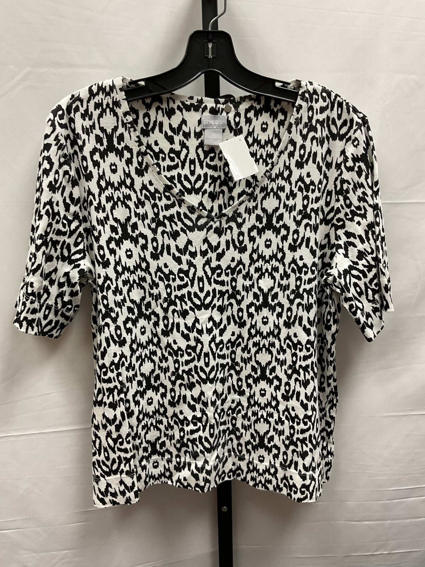 Black & White Top Short Sleeve Chicos, Size L