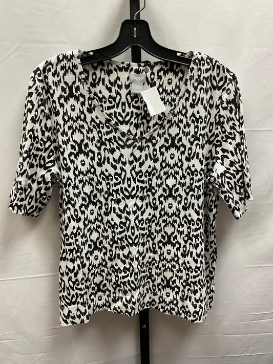 Black & White Top Short Sleeve Chicos, Size L