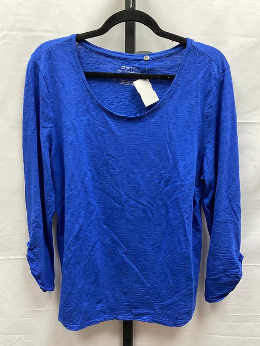 Blue Top Long Sleeve Basic Chicos, Size L