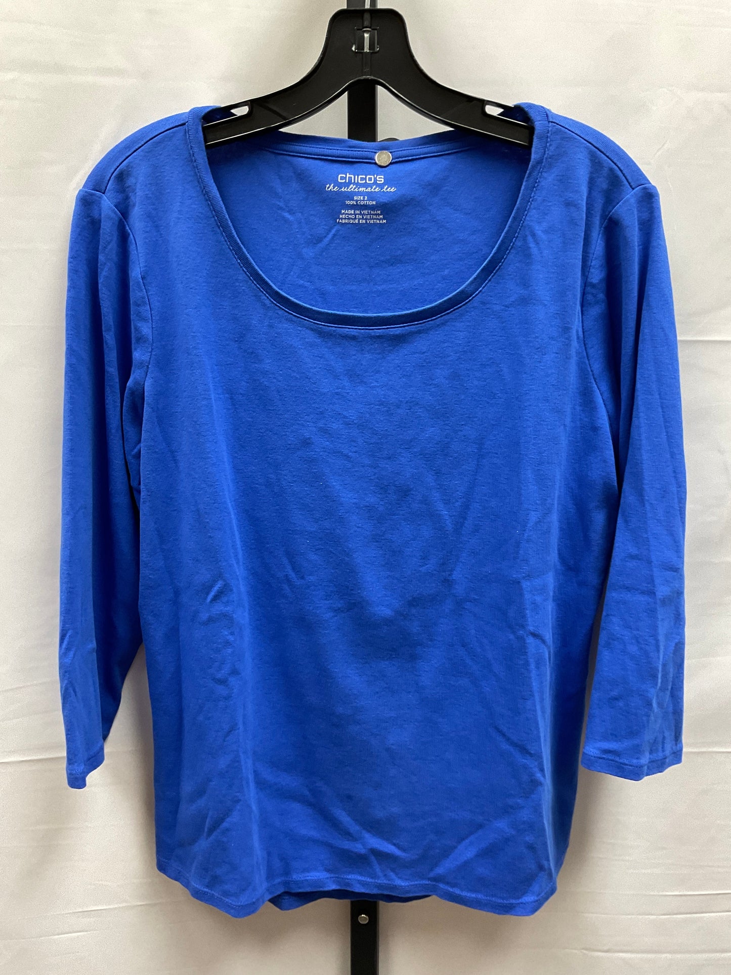 Blue Top 3/4 Sleeve Basic Chicos, Size L