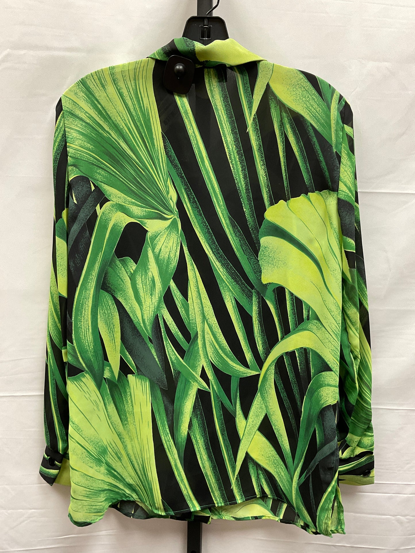 Tropical Print Top Long Sleeve Clothes Mentor, Size L