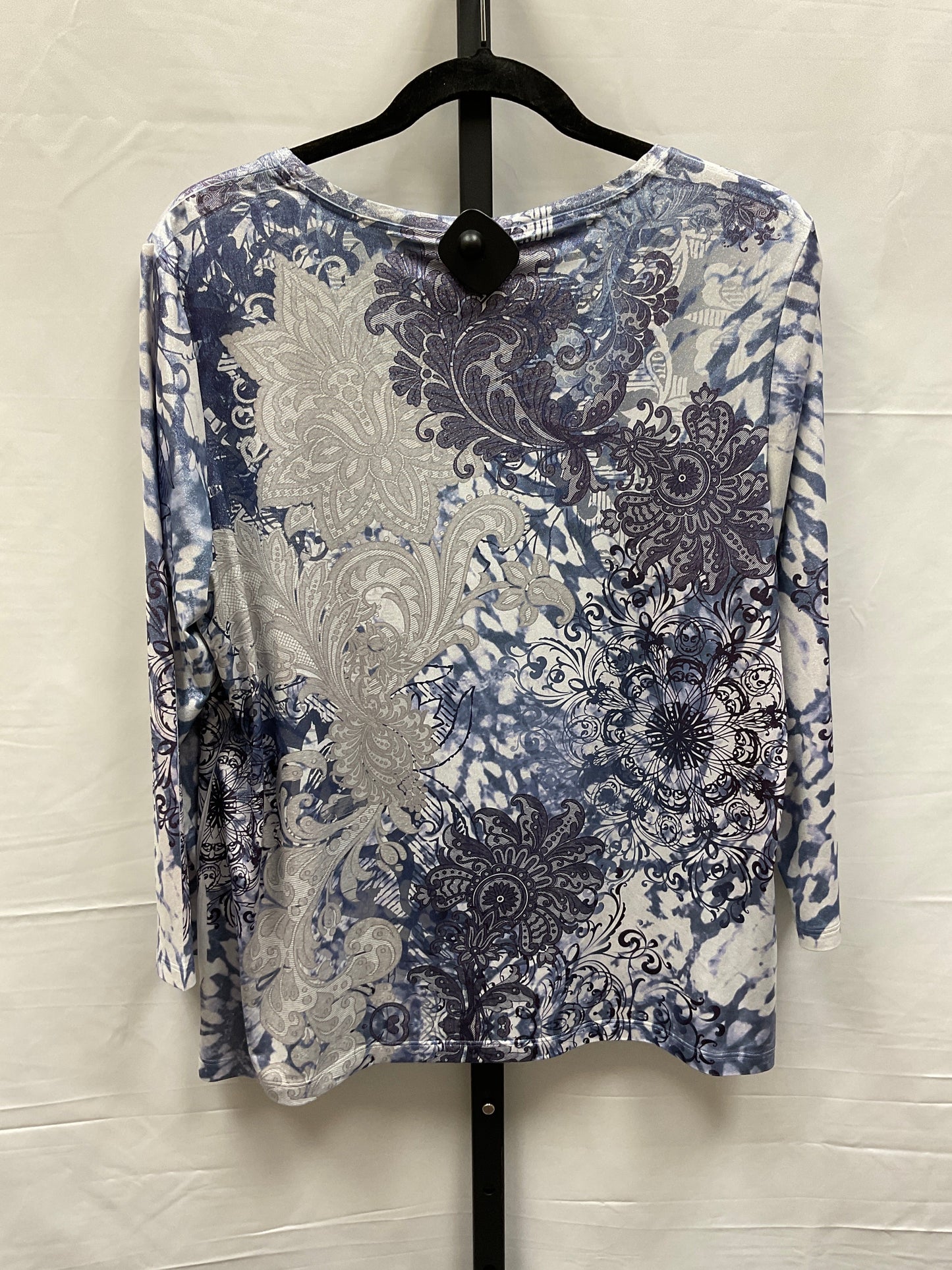 Blue & Silver Top 3/4 Sleeve Zenergy By Chicos, Size L